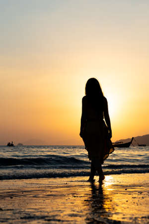 Sunset in Ao Nang Krabi province Thailandの写真素材