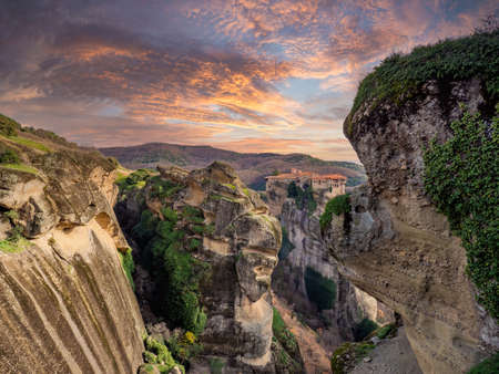 The Holly Monastery of Meteora  Greece. sandstone rock formations.の写真素材