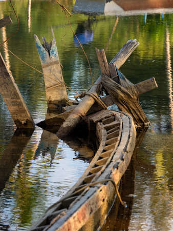 Traditional long-tail boat on the beach in Thailandの写真素材