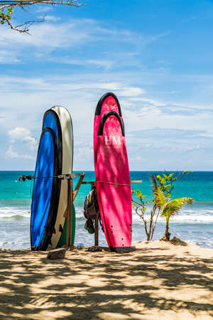 KUTA BALI - INDONESIA, FEBRUARY 7 : Surfboards on the famous beach of Kuta in Bali Indonesia February 7th, 2020のeditorial素材