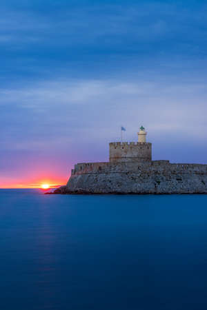 Port of Rhodes island in Greece at sunrise