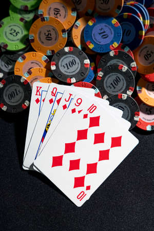 Poker game at the casino gambling tableの写真素材