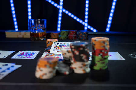 High stakes Texas hold 'em poker game at the casino