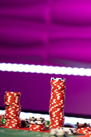 Roulette table chips close up at the Casino - Selective Focusの写真素材