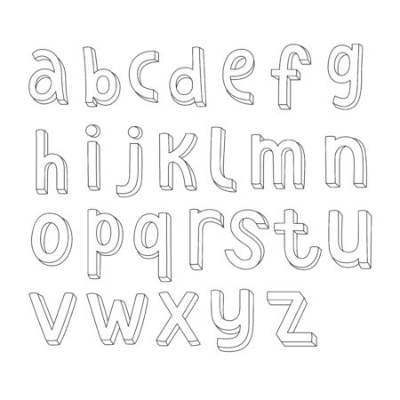 Abstract hand-drawn color doodle alphabet.のイラスト素材