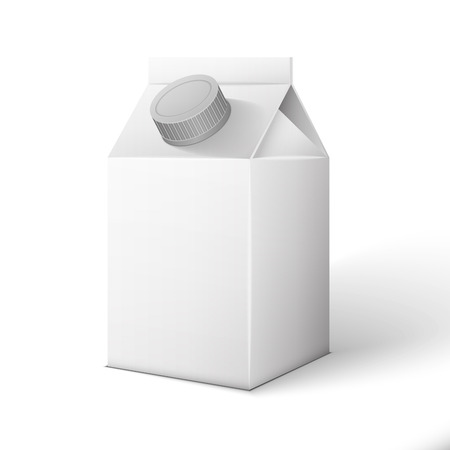Milk, Juice, Beverages, Carton Package Blank White On White Background Isolated.のイラスト素材