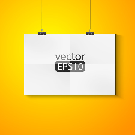 blank paper frame on  wallのイラスト素材