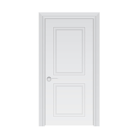 White door isolated on white photo-realistic vector illustrationのイラスト素材
