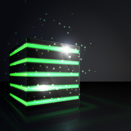 Green Neon Cubeのイラスト素材