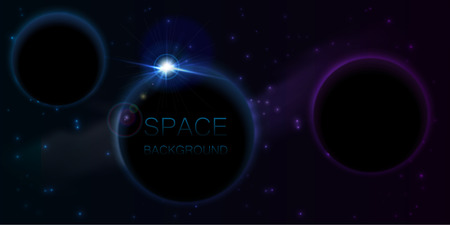 Rising Sun over the planet. Vector space backgroundのイラスト素材