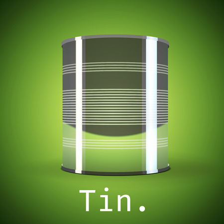 A silver tin can on a green background.のイラスト素材