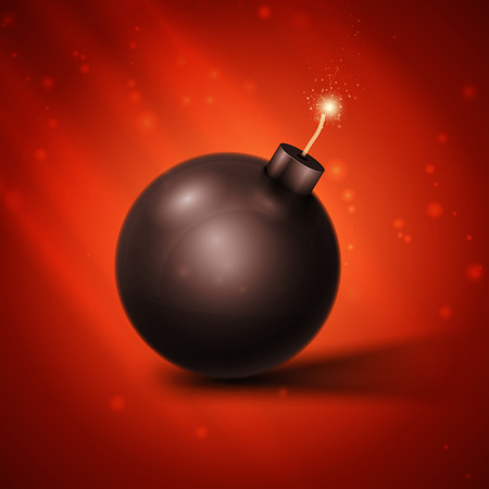 Black Bomb On Red Backgroundのイラスト素材