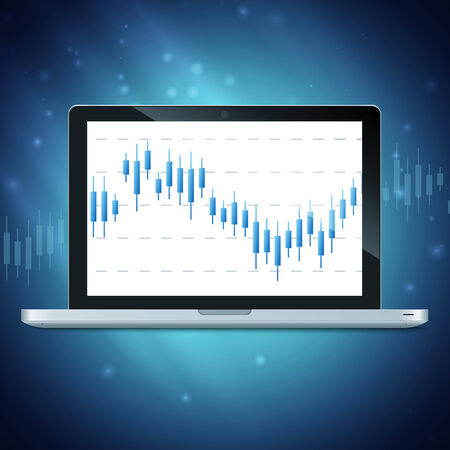 laptop with forex chart on desktop. Vectorのイラスト素材