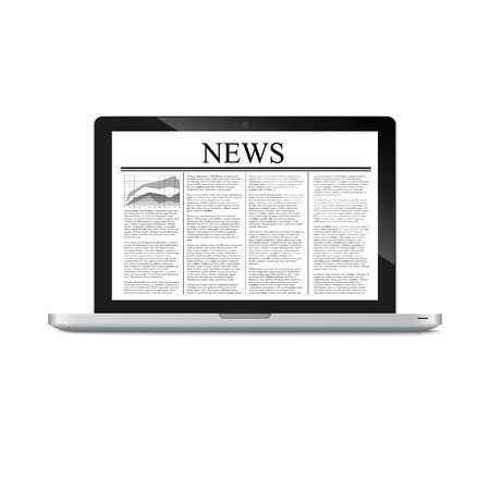 laptop with news article on screen isolated on white. Vectorのイラスト素材
