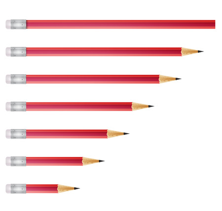 Red pencils isolated on white background, vector illustrationのイラスト素材