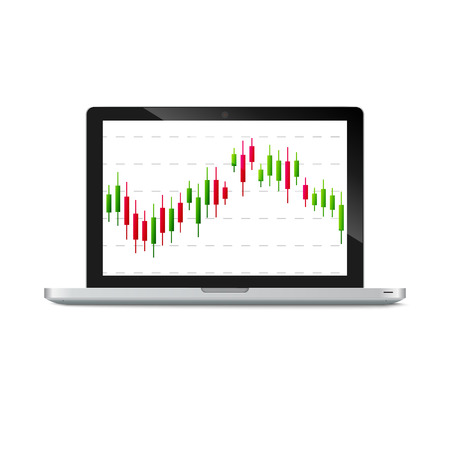 laptop with forex chart on desktop. Vectorのイラスト素材