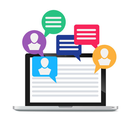 laptop and icon social mediaのイラスト素材