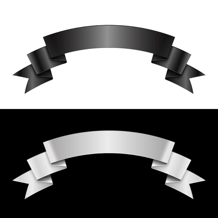 Black and white ribbon, great vector illustration, EPSのイラスト素材