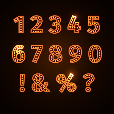 Alphabet set with realistic lamp, vector illustrationのイラスト素材
