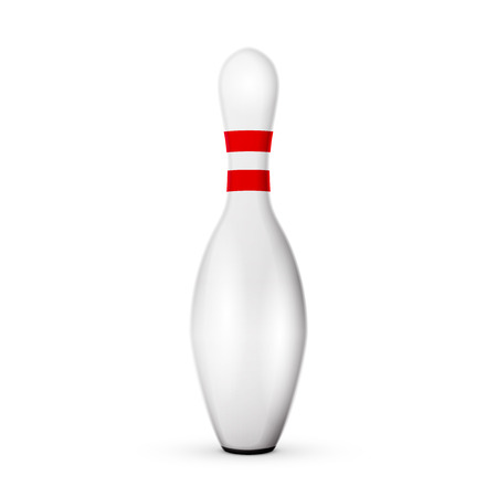 Single bowling pin with red stripes isolated on white, excellent vector illustrationのイラスト素材