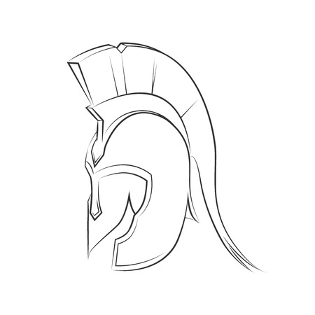 Ancient Greek Helmet Spartan Style Isolated on Whiteのイラスト素材