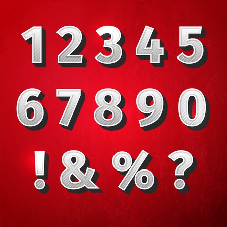 Numbers retro colour style. Vector illustration, EPSのイラスト素材