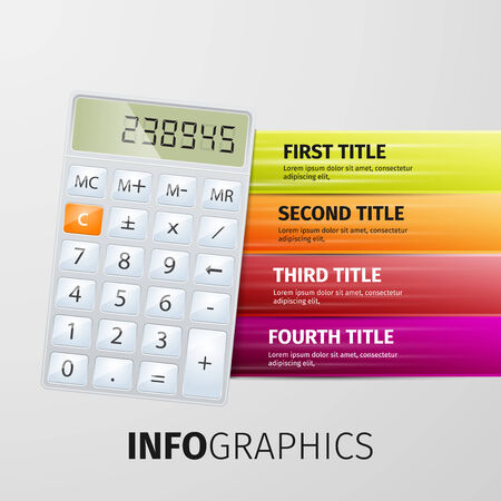 Vector illustration of realistic electronic calculator isolated on soft background.のイラスト素材