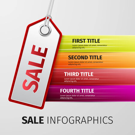 Big Sale on blank tags. Red inscription Big Sale on blank tags on wooden tableのイラスト素材