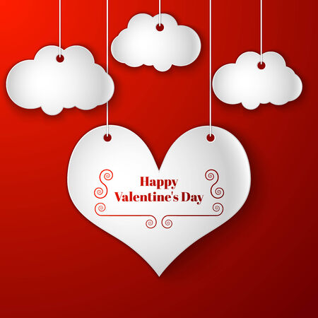 Happy Valentine\'s Day lettering Greeting Card on red background, vector illustrationのイラスト素材