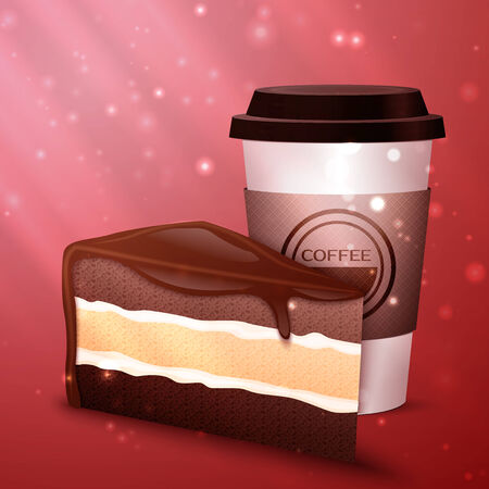 Coffee and chocolate cake, excellent vector illustration, EPS 10のイラスト素材