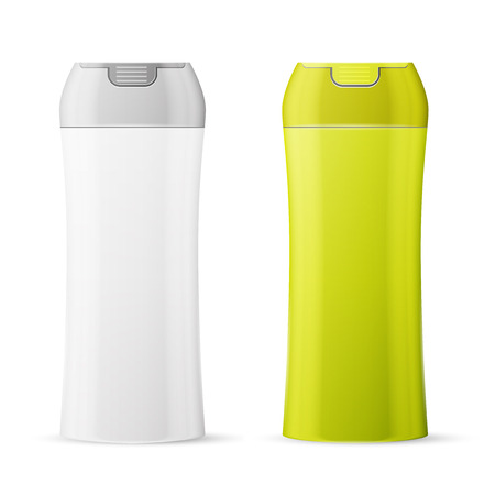 two shampoo bottle isolated on white backgroundのイラスト素材