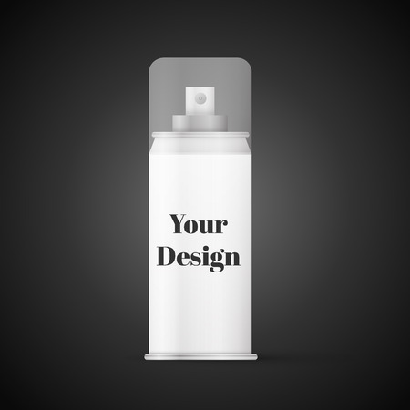 White metal bottle with sprayer cap for cosmetic, perfume, deodorant or freshener or hairspray.のイラスト素材
