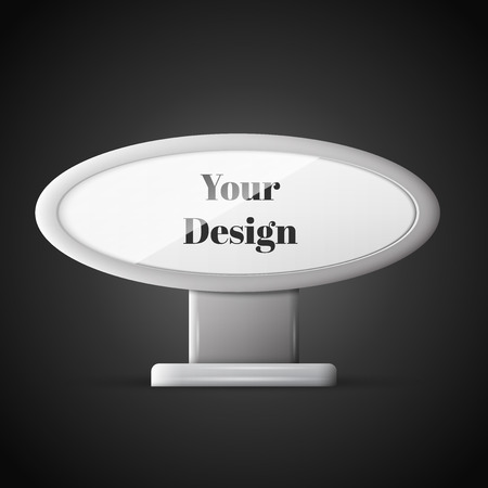 Oval billboard. illustration of blank template layout empty metal billboard with frame for insert advertising banner.のイラスト素材