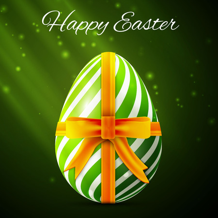 Happy Easter card with colorful decorated egg, vector design.のイラスト素材