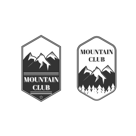 Two vintage mountain labels, excellent vector illustrationのイラスト素材
