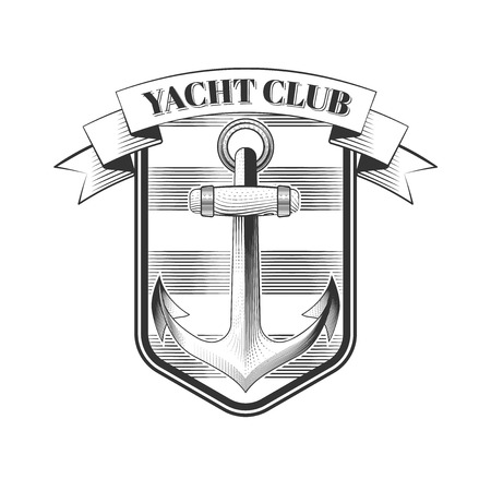 Vector yacht club icon, anchor on a white backgroundのイラスト素材