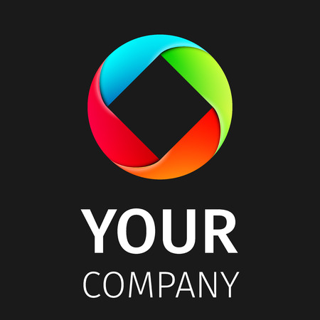 Business Abstract colorful Circle icon on black background. Corporate, Media, Technology styles vector icon design template.のイラスト素材