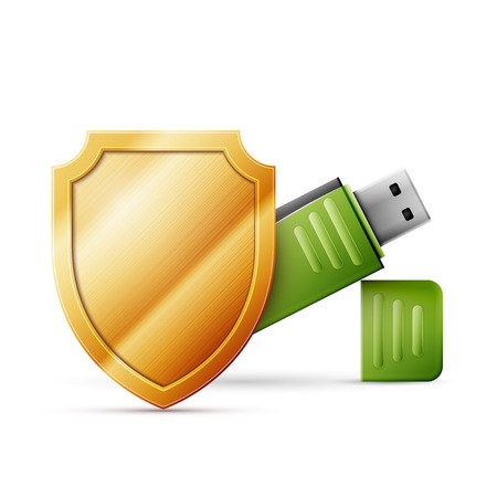 usb flash drive with shield, Data Protection, excellent vector illustration, EPS 10のイラスト素材