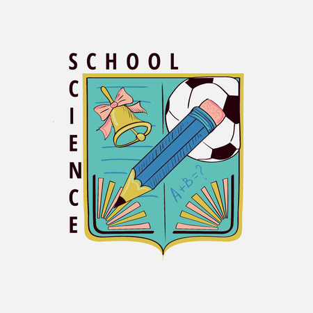 Colored vintage school label, excellent vector illustrationのイラスト素材