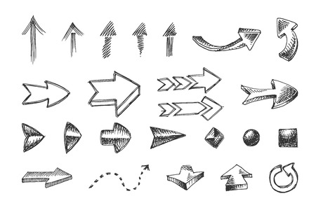 hand drawn arrows icons set, excellent vector illustrationのイラスト素材