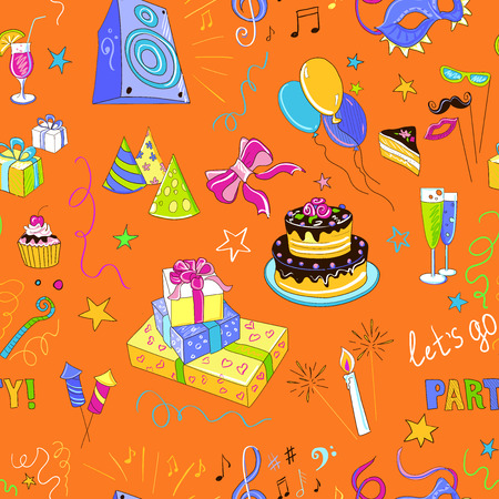 Colored hand-drawn party icon pattern, excellent vector illustration,のイラスト素材