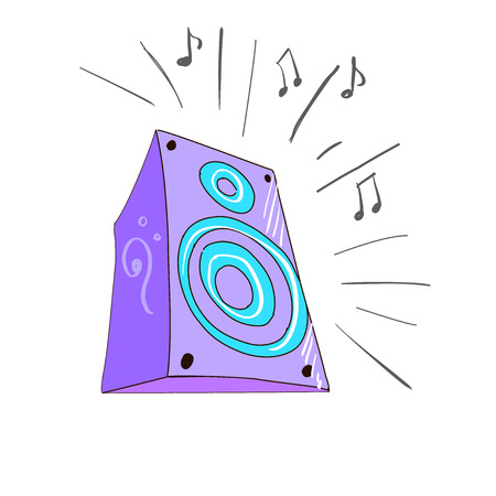 Colored doodle speaker icon illustration on a white backgroundのイラスト素材