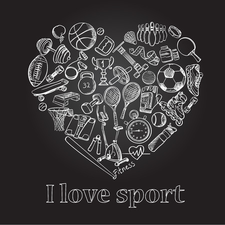 I love sport, hand drawn doodle set, excellent vector illustration, EPS 10のイラスト素材