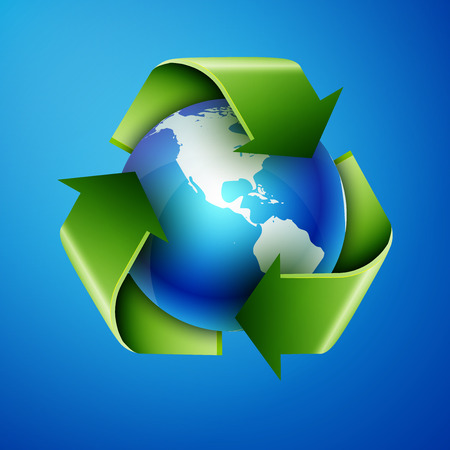 recycling arrows and blue earth, excellent vector illustration, EPS 10のイラスト素材