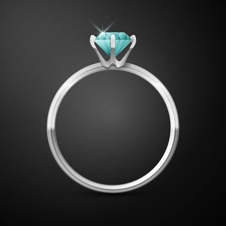 Silver diamond Ring wedding isolated on blackのイラスト素材