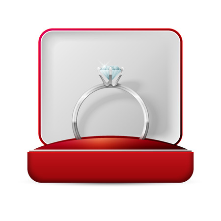 image of wedding rings in a gift box on white backgroundのイラスト素材
