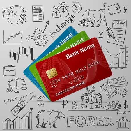 credit cards and exchange doodle icon, excellent vector illustration,のイラスト素材