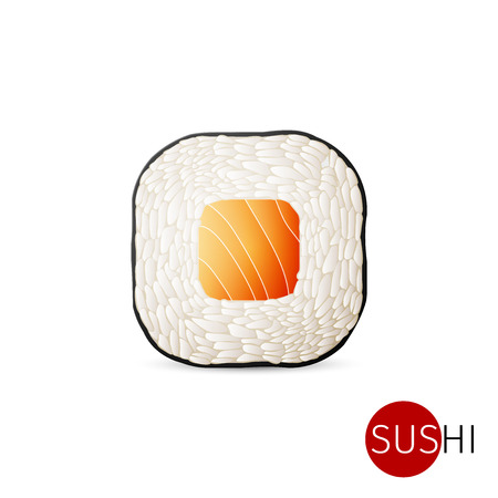 traditional fresh japanese sushi rolls on a white backgroundのイラスト素材