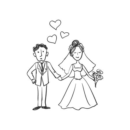 Sketch doodle newlyweds. Wedding. Excellent vector illustration, EPS 10のイラスト素材