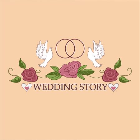Wedding Labels Logo. Wedding day coast statistics design template.のイラスト素材